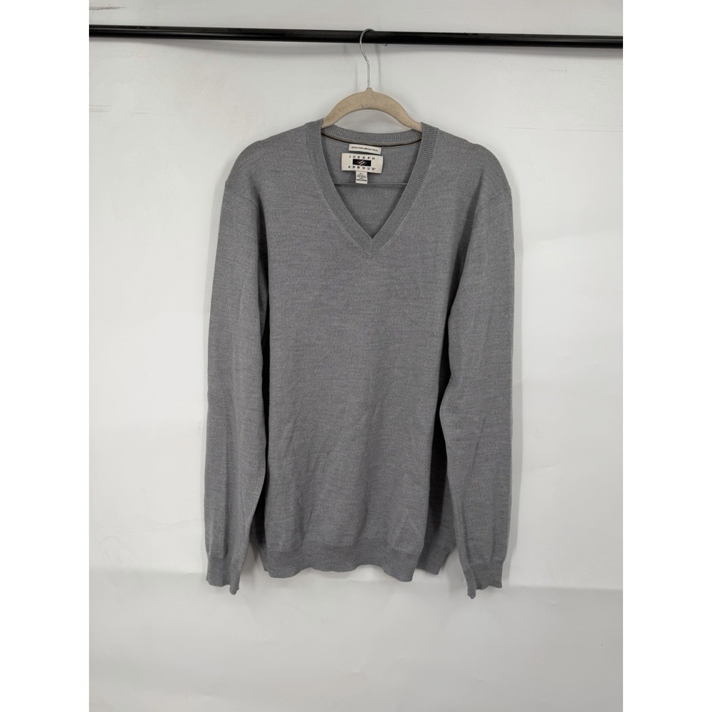 Joseph Abbound 100% Merino Wool‎ V Neck Open XL Silver Elevated Basic Minimalist